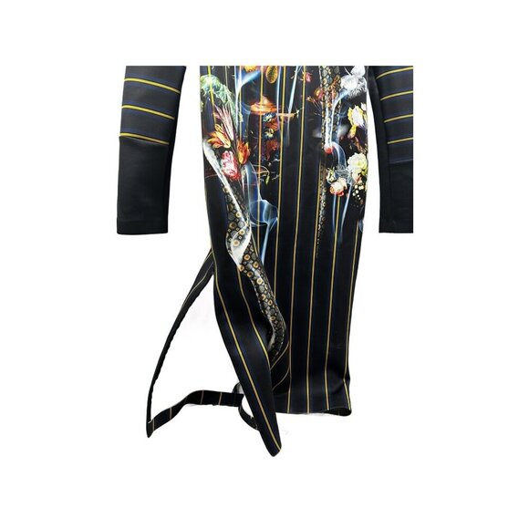 Clover Canyon Modern Elegant Floral & Stripe Scuba Midi Dress Firm Stretch Sz M - Picture 3 of 11